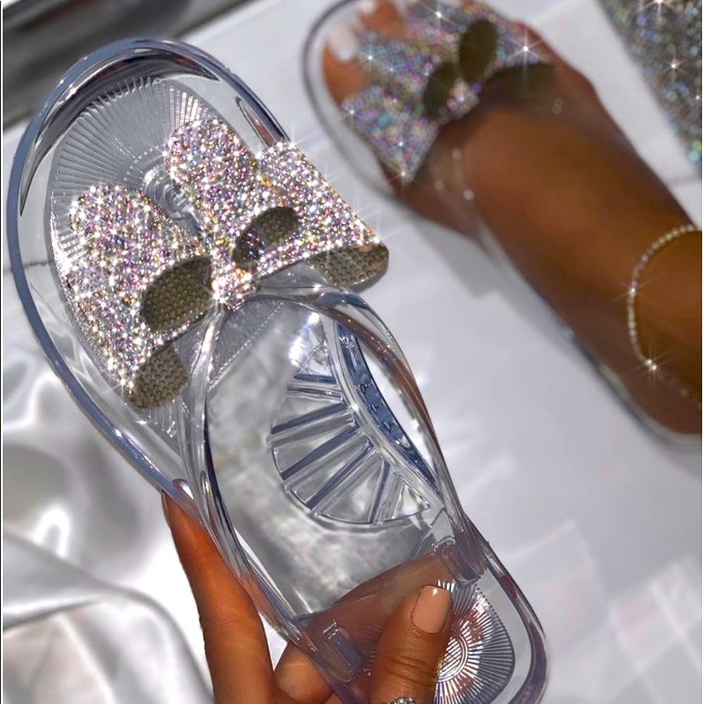 Miss Lola clear bow bling sandals